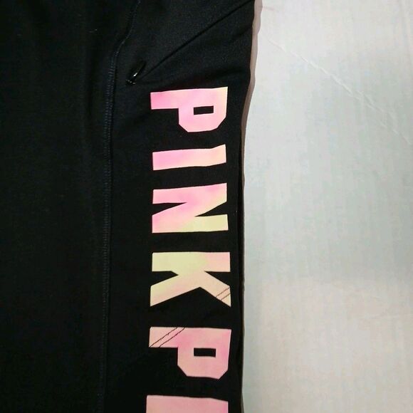 Victoria Secret Pink Ultimate Black/Gray Athletic Leggings Sheer Pockets Large - Picture 16 of 16